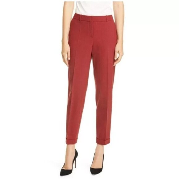 Boss Hugo Boss Tocanes Red Pinstriped Trousers NWT $278, Size 8 - Picture 1 of 6